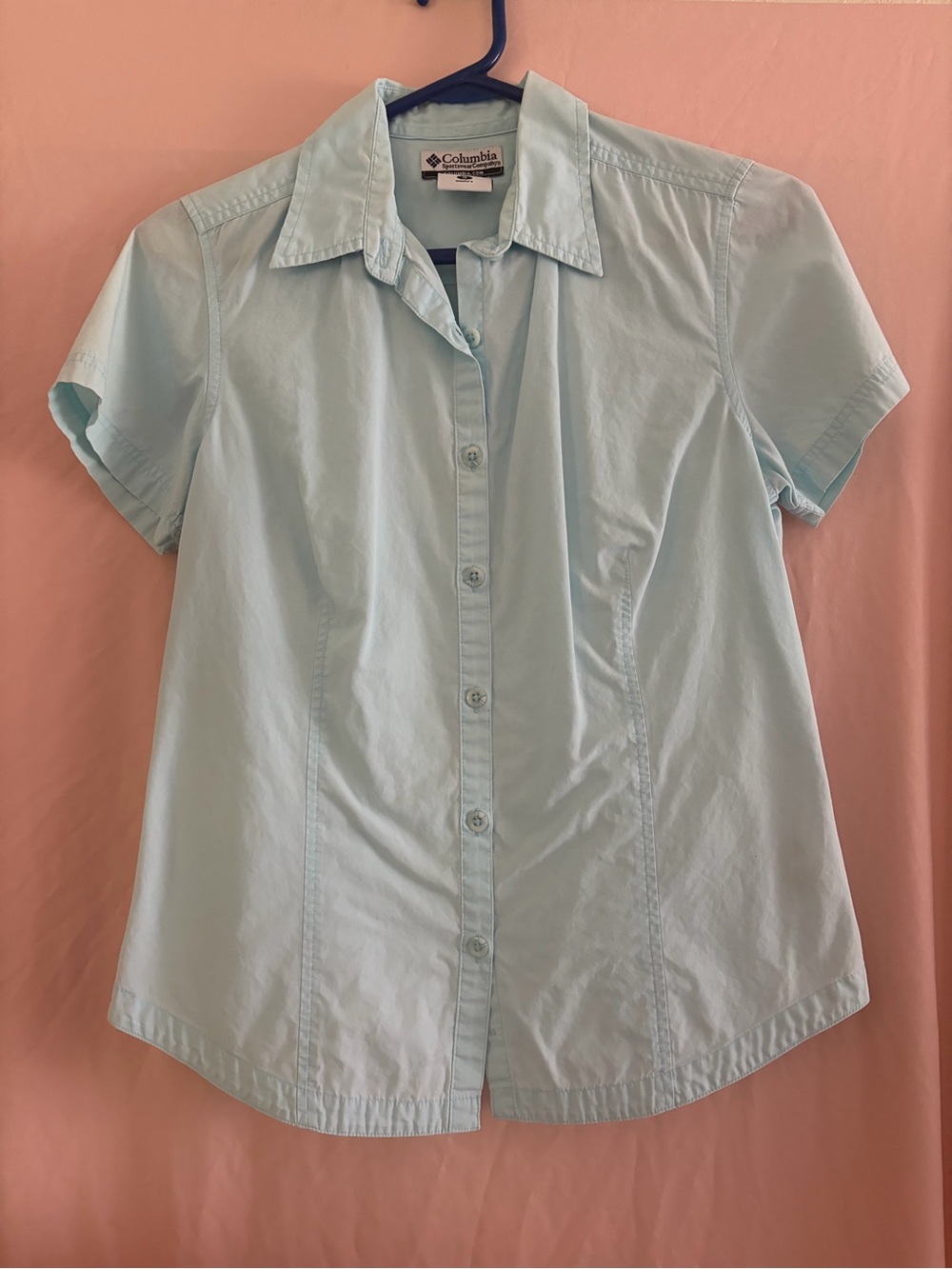 Columbia Pale Blue Women's Short Sleeve Button-Up